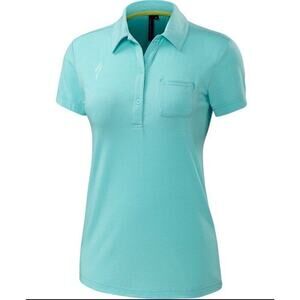 Specialized Women's Utility Polo Drirelease Merino Med Blue Teal Cycling Golf